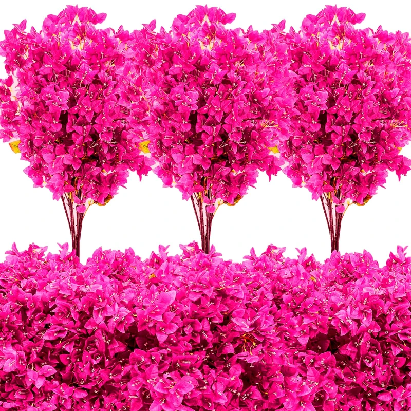 Yuxung 30 Pack Artificial Bougainvillea Floral 38" Silk Long Stem Bougainvillea Plants Hanging Table Centerpiece for Home Wedding Indoor Outdoor Decorations (Rose Purple)