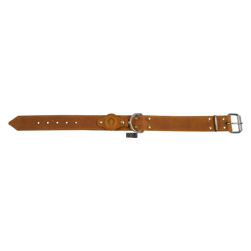 JACK AND VANILLA, AirTag Dog Collar, Fat Leather, Black, Size 40 mm x 70 cm