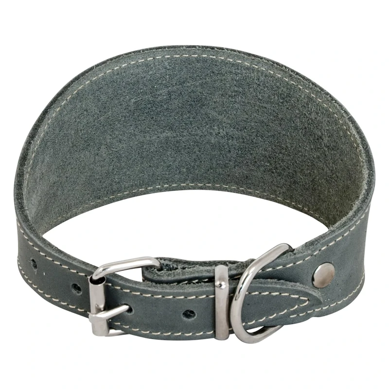 JACK AND VANILLA, Greyhound Dog Collar, Fat Leather Model, Colour: Grey, Size 42 cm