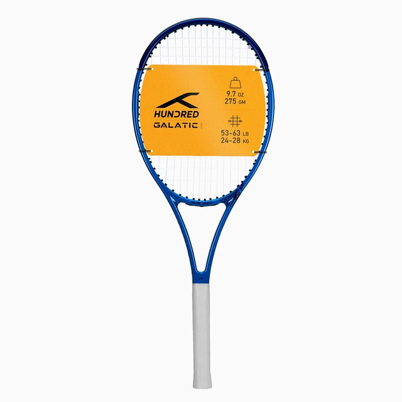 HUNDRED Galactic Strung Tennis Racket with Full Cover | 4 Points Head Light | Color: Navy/Blue, Grip Size 2 (4 1/4 inches) | Unisex | Material: Graphite | 275g