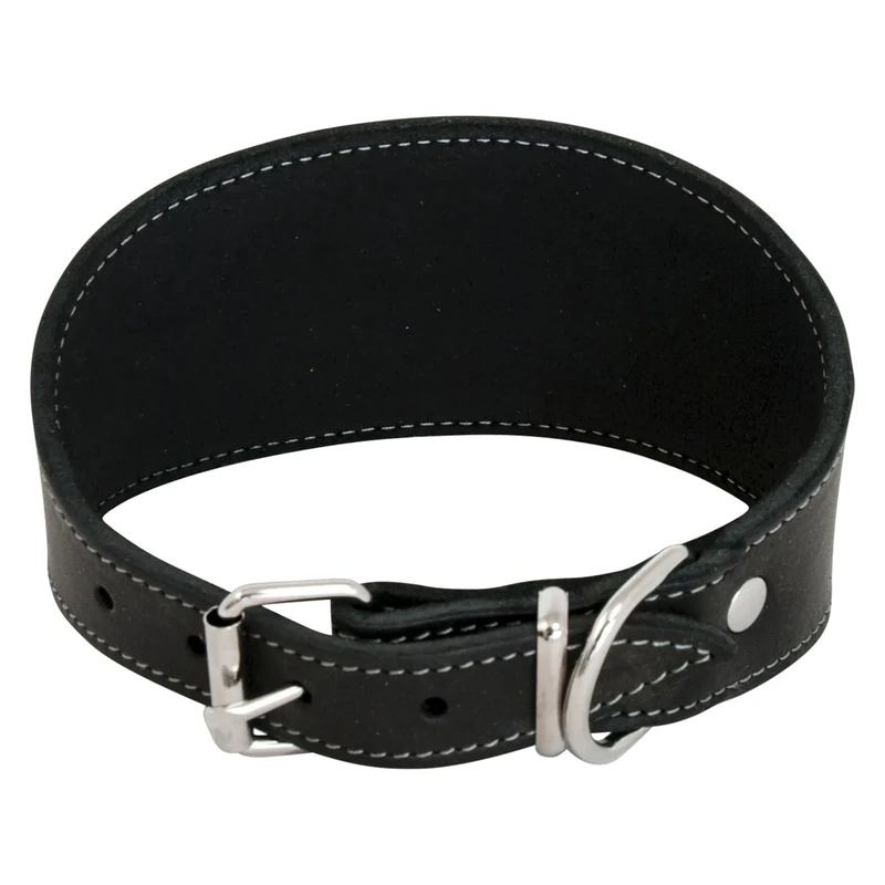 JACK AND VANILLA, Greyhound Dog Collar, Greasy Leather, Black, Size 48 cm