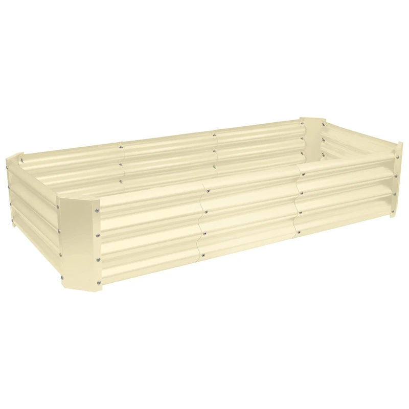 Harbour Housewares Raised Garden Bed - Ivory - 180 x 90cm - Rectangle - Bottomless Metal Raised Bed Galvanised Steel Planter Box for Growing Outdoor Plants, Vegetables, Flowers and Herbs