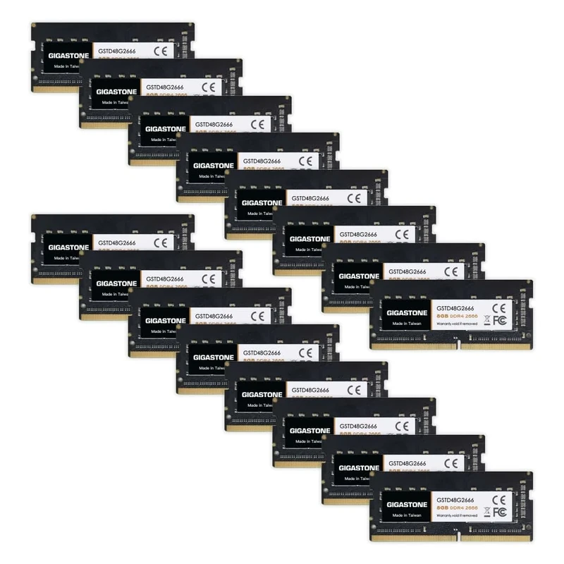DDR4 RAM Laptop OnlyGIGASTONE 128GB Kit (16x8GB) DDR4 2666MHz (2400MHz or 2133MHz) PC4-21300 (PC4-19200/17000) CL19 1.2V SODIMM 260 Pin Unbuffered Non ECC High Performance Notebook Memory Upgrade