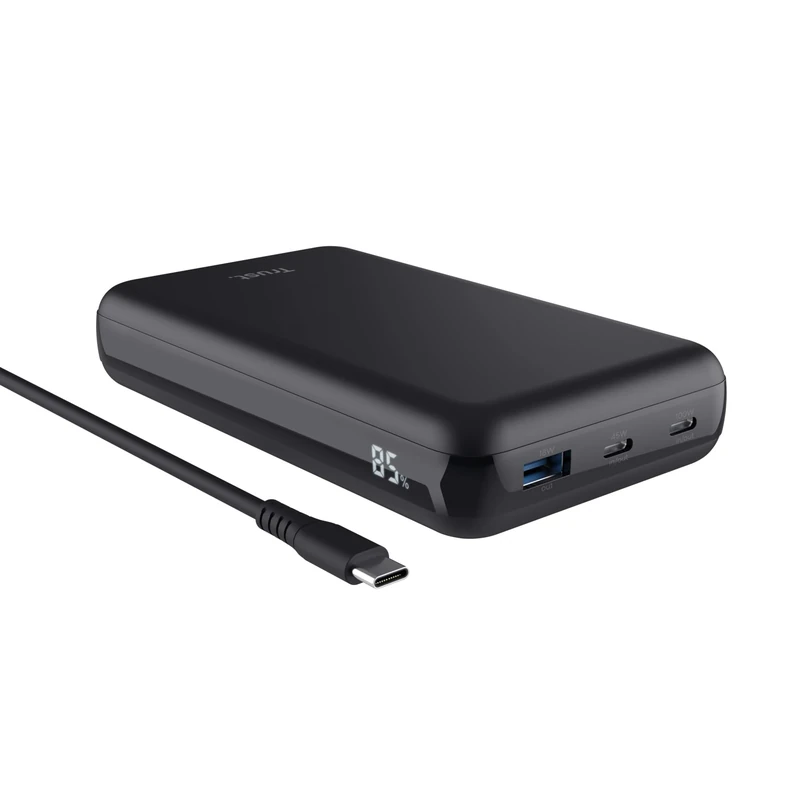 Trust Laro 100W Laptop Power Bank Fast Charging 20000mAh, 2x USB-C 1x USB-A Portable Power Station, PD Powerbank Battery Pack Portable Charger iPhone iPad Steam Deck Tablet MacBook Dell HP Asus