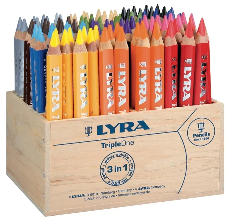 LYRA Triple One Lacquered 3 in 1 Colouring Pencils Wooden Stand 96 Pens