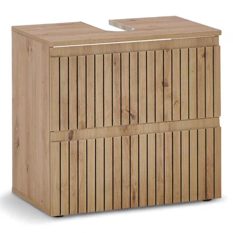 Stella Trading Austin Bathroom Vanity Unit Look FSC Certified Bathroom Cabinet with Lots of Storage Space, Wood Material, Artisan Oak/Wild Oak, 60 x 57 x 36 cm