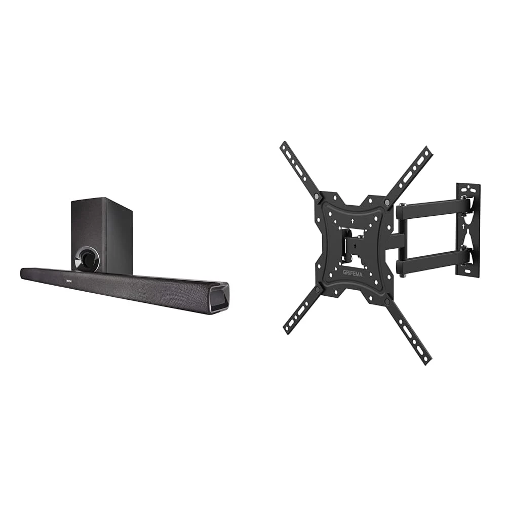 Denon DHT-S316 Soundbar and Wireless Subwoofer for Surround Sound, Bluetooth Sound Bar & GRIFEMA GB1004 Swivel TV Wall Bracket, for 26-55 inch Screens, for Flat & Curved TV up to 30KG