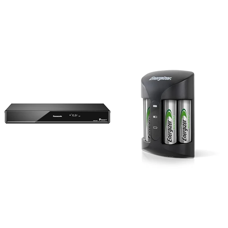 Panasonic DMR-EX97EB-K DVD Recorder with Freeview HD, Black & Energizer Battery Charger, Recharge Pro, for AAA and AA Batteries (4x AA Rechargeable Batteries Included)