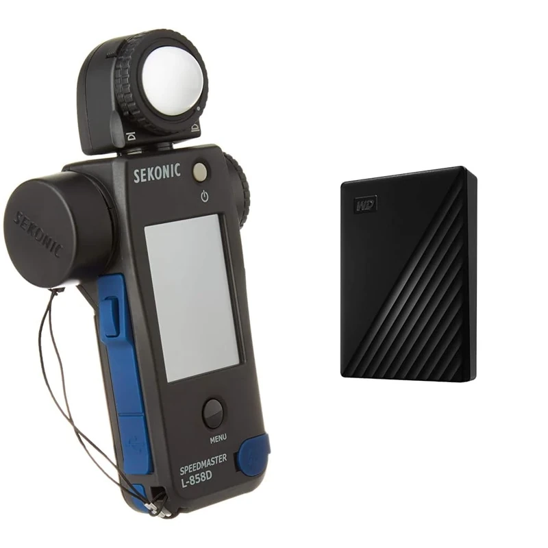 Sekonic L-858D SPEEDMASTER Digital Light Meter - Black/Blue & WD 5TB My Passport Portable HDD USB 3.0 with software for device management
