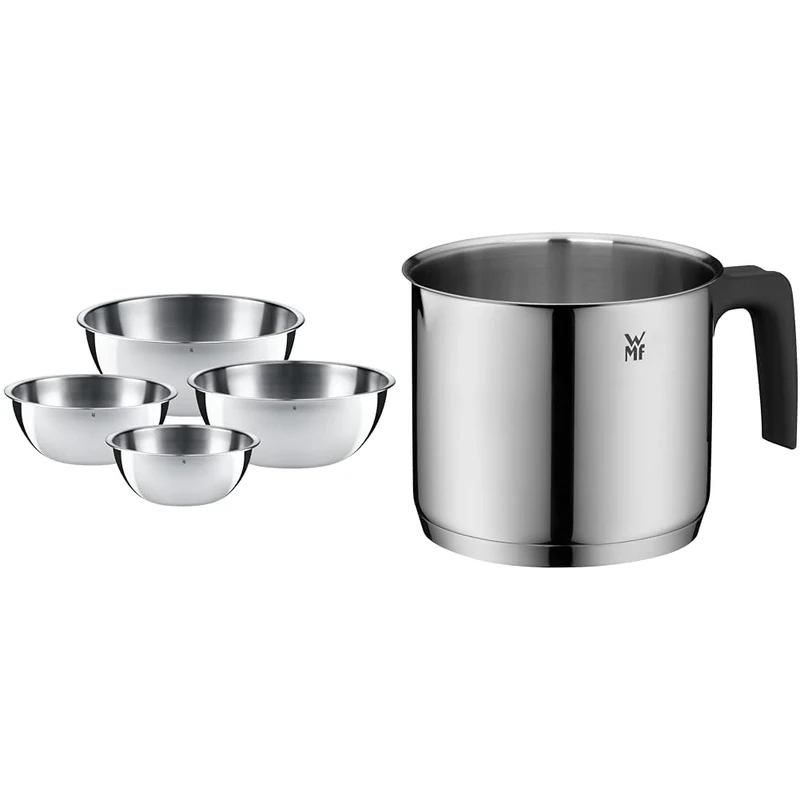 WMF Küchenschüssel Gourmet Set 4 TLG. 0645709990 & 794769990 Milk Pot Ø 14 cm Approx. 1,7l Pouring Rim Cromargan Stainless Steel Brushed Suitable