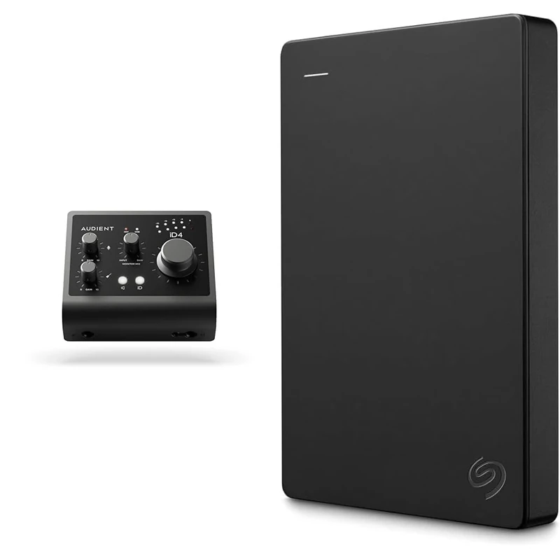 Audient Audio Interface iD4 MKII, Class A Console Microphone Preamp & Seagate Portable Drive, 2TB, External Hard Drive, Classic Black, for PC Laptop and Mac