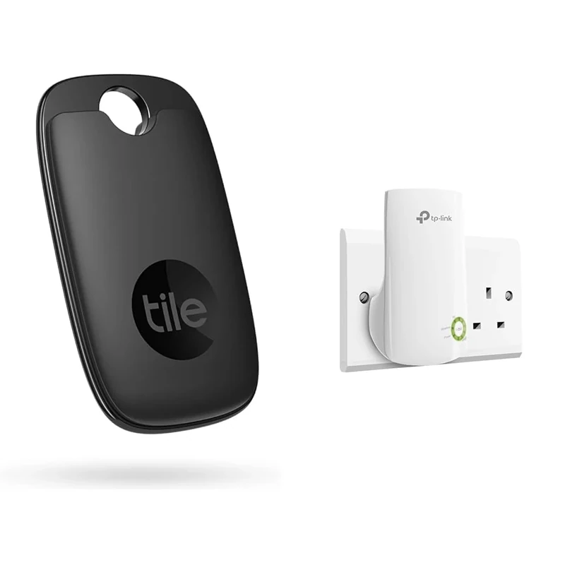Tile Pro (2022) Bluetooth Item Finder, 1 Pack, 120m finding range, works with Alexa & TP-Link WiFi Booster, 300 Mbps WiFi Range Extender Repeater, Internet Booster with Ethernet Port