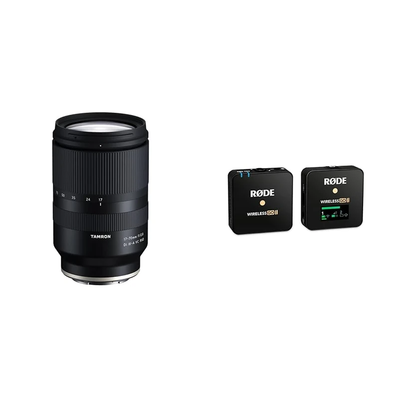 TAMRON 17-70mm F/2.8 Di III-A VC RXD zoom lens for APS-C mirrorless system cameras & RØDE Wireless GO II Single Ultra-compact Dual-channel Wireless Microphone System