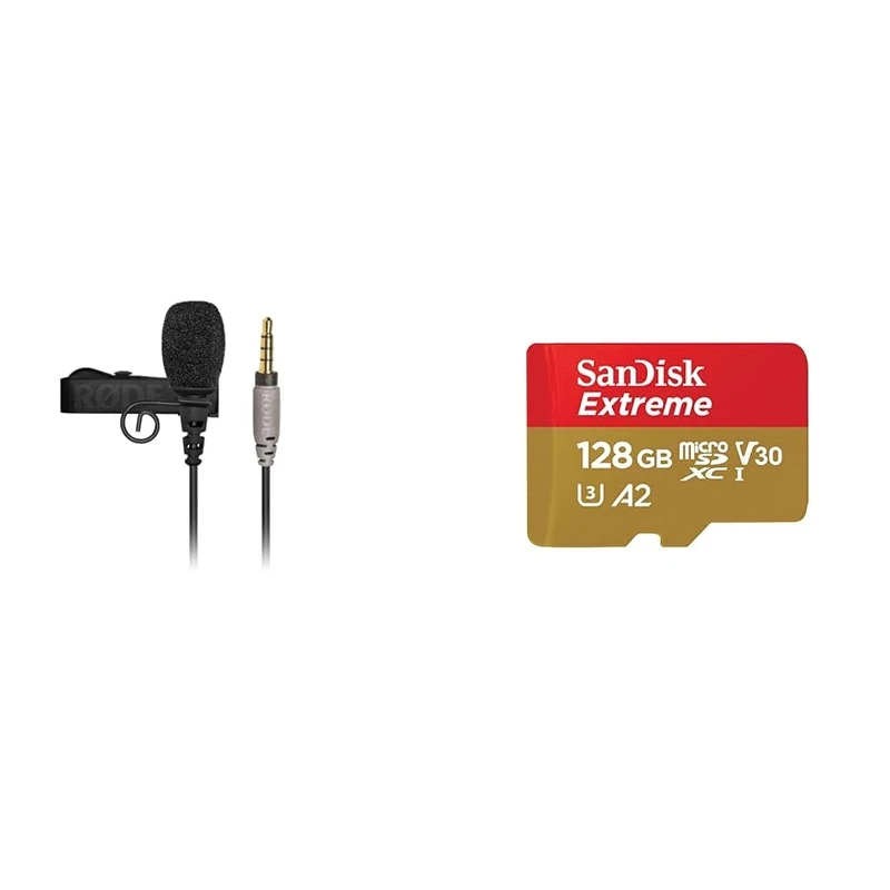 RØDE SmartLav+ Smartphone Lavalier Microphone with TRRS Connector for Broadcast, Filmmaking & SanDisk 128GB Extreme microSDXC card + SD adapter + RescuePRO Deluxe, up to 190MB/s