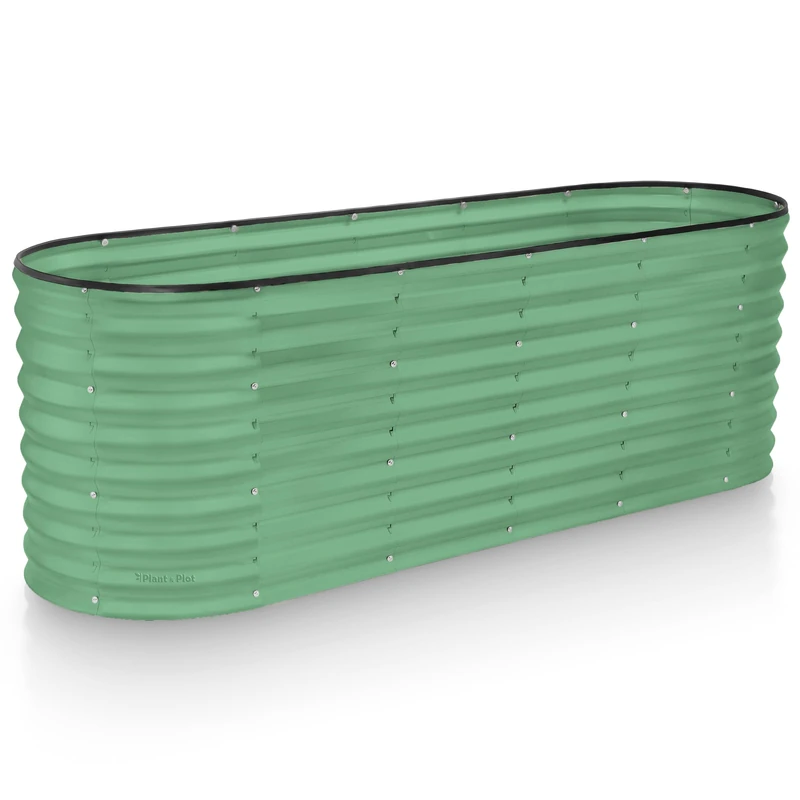 Plant & Plot Galvanized Raised Garden Beds Outdoor // 6×2×2 ft Planter Raised Beds for Gardening, Vegetables, Flowers // Large Metal Garden Box (Light Green) // Patented Tool-Free Design