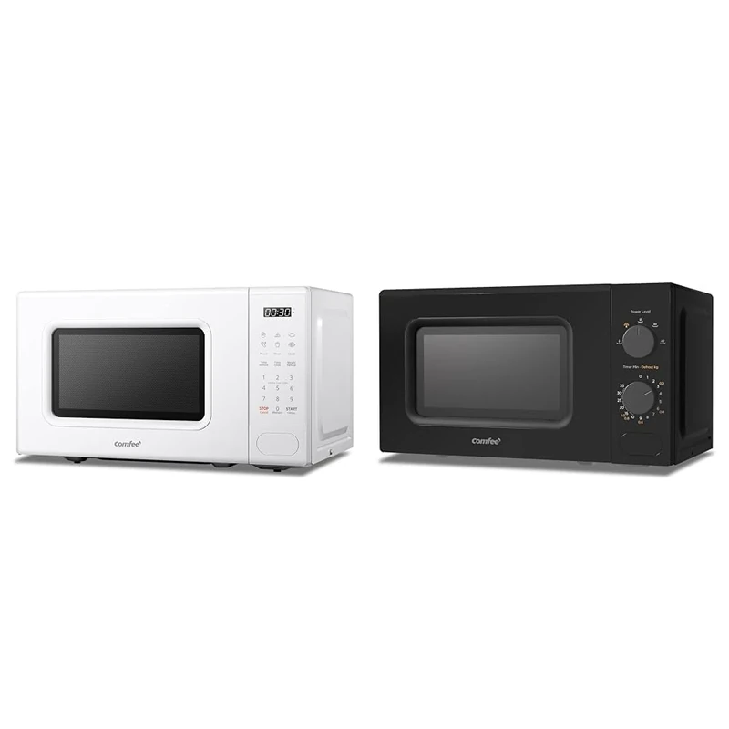 COMFEE' 700W 20L Digital Microwave Oven with 6 Presets, Express Cook, 11 Power Levels, Defrost, Black, 20L Capacity, Countertop, Microwave Oven