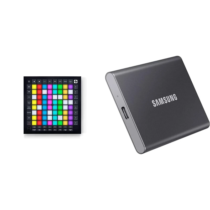 Novation Launchpad Pro MK3, MIDI 64-Grid Controller and Sequencer for Ableton Live & Samsung T7 Portable SSD - 1 TB - USB 3.2 Gen.2 External SSD Titanium Grey (MU-PC1T0T/WW)