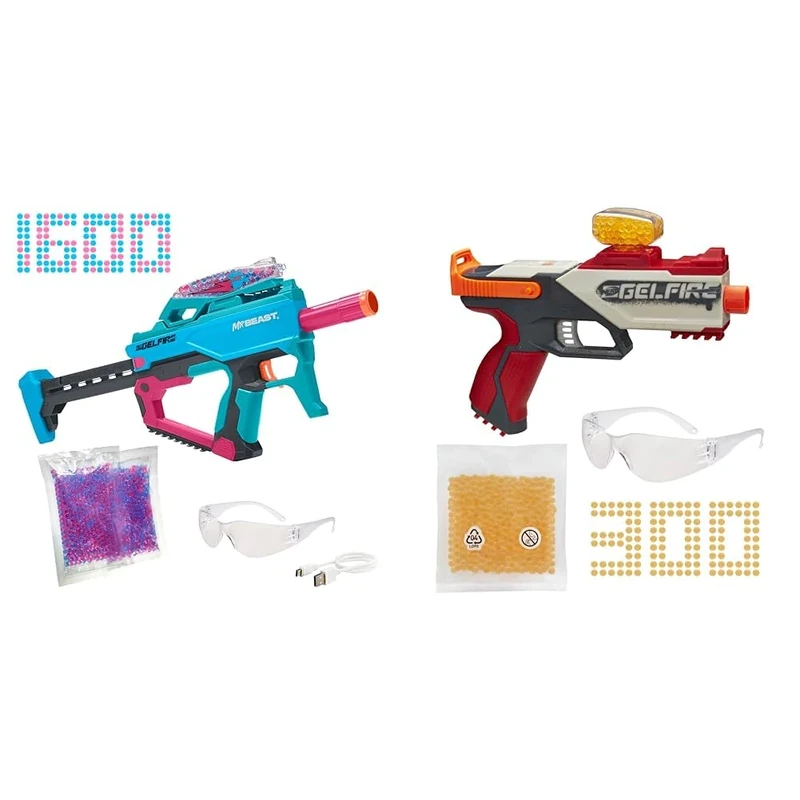 Nerf Pro Gelfire X MrBeast Blaster, 1600 Gelfire Rounds, 300 Round Hopper, Rechargeable Battery & Pro Gelfire Legion Spring Action Blaster, 5000 Gelfire Rounds, 130 Round Hopper