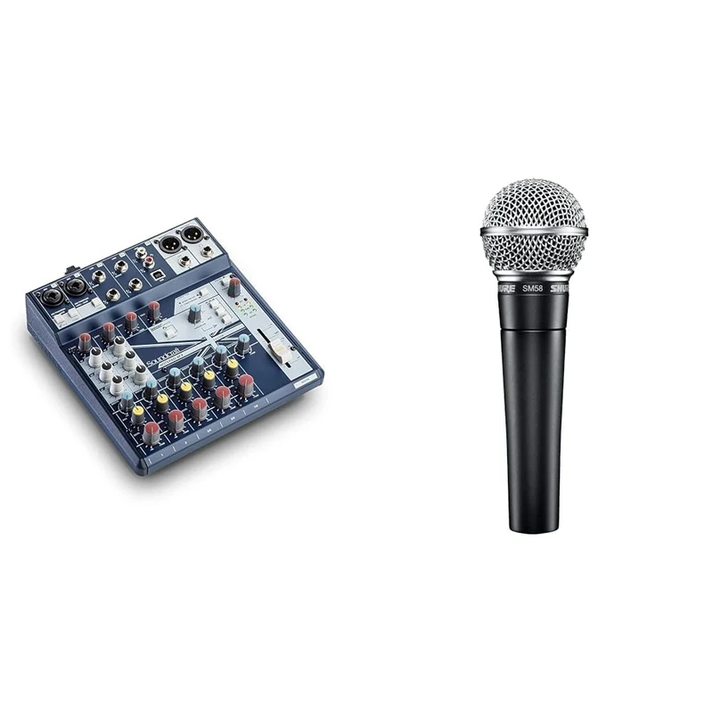 Soundcraft Notepad-8FX Small-Format Analog Mixing Console with Usb I/O and Lexicon Effects & Shure SM58-LC Cardioid Dynamic Vocal Microphone with Pneumatic Shock Mount