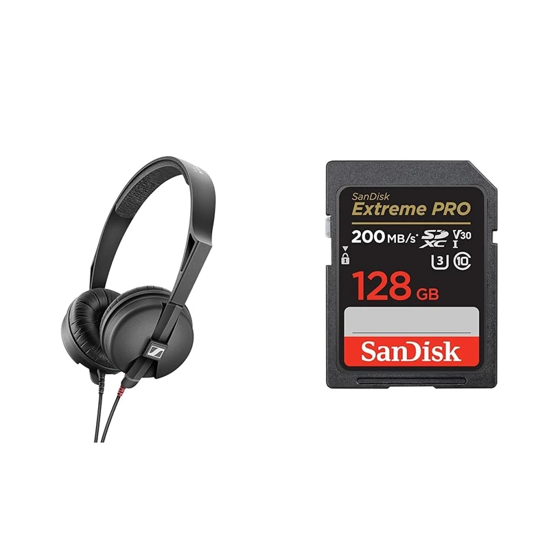 Sennheiser HD 25 LIGHT Lightweight On-Ear DJ & Monitoring Headphones & SanDisk 128GB Extreme PRO SDXC card + RescuePRO Deluxe, up to 200MB/s, UHS-I, Class 10, U3, V30