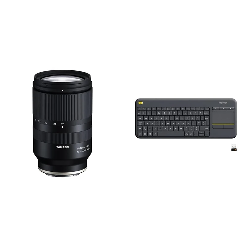 TAMRON 17-70mm F/2.8 Di III-A VC RXD zoom lens for APS-C mirrorless system cameras & Logitech K400 Plus Wireless Touch TV Keyboard With Easy Media Control and Built-in Touchpad