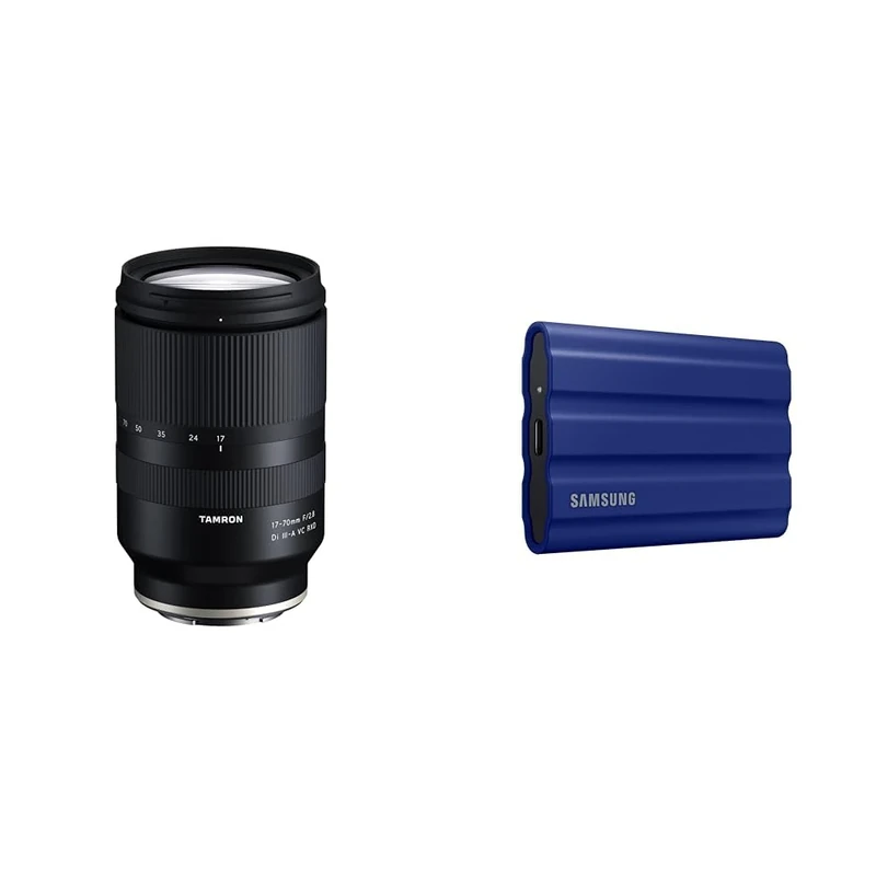 TAMRON 17-70mm F/2.8 Di III-A VC RXD zoom lens for APS-C mirrorless system cameras - for Sony E-mount & Samsung T7 Shield Portable SSD 2 TB - USB 3.2 Gen.2 External SSD Blue (MU-PE2T0R/EU)