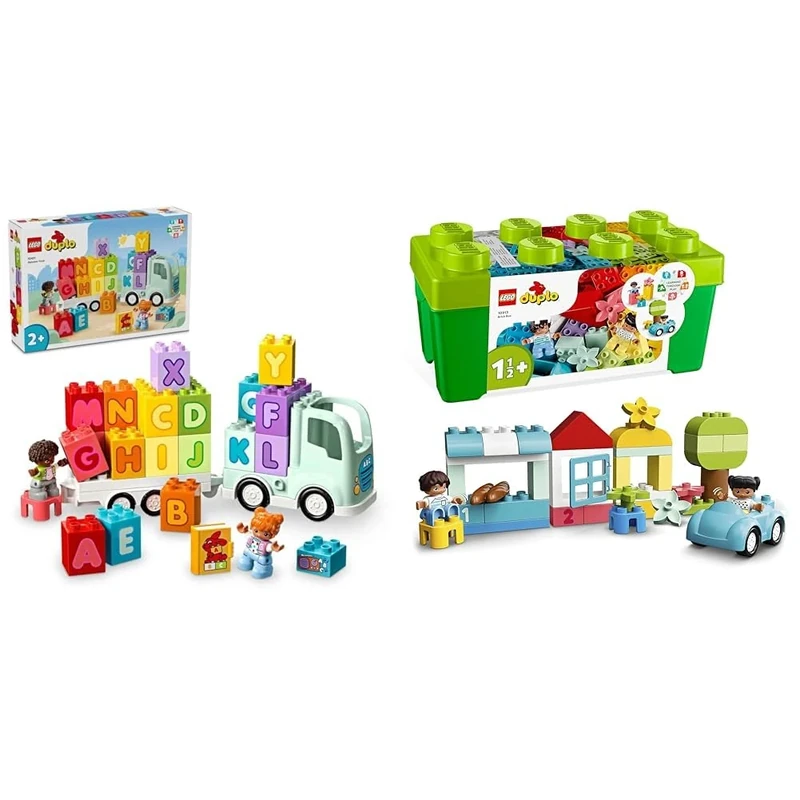 LEGO DUPLO Town Alphabet Truck Toy for Toddlers, Boys & Girls Aged 2 Plus & 10913 DUPLO Classic Brick Box Building Set with Storage, Toy Car, Number Bricks and More