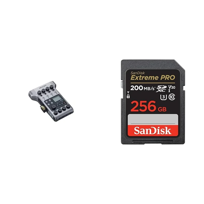 Zoom P4 PodTrak - Podcasting Mixer and Interface & SanDisk 256GB Extreme PRO SDXC card + RescuePRO Deluxe, up to 200MB/s, UHS-I, Class 10, U3, V30
