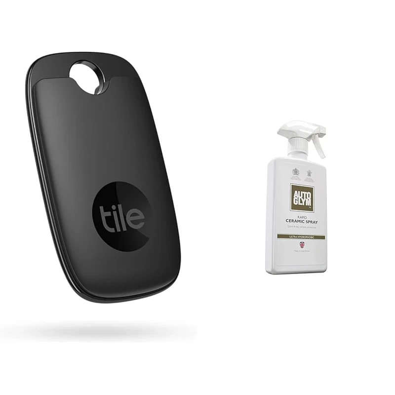 Tile Pro (2022) Bluetooth Item Finder, 1 Pack, 120m finding range, works with Alexa & Autoglym Rapid Ceramic Spray Ultra Hydrophobic, 500ml - Tropical Scented Ceramic Coating Car Spray
