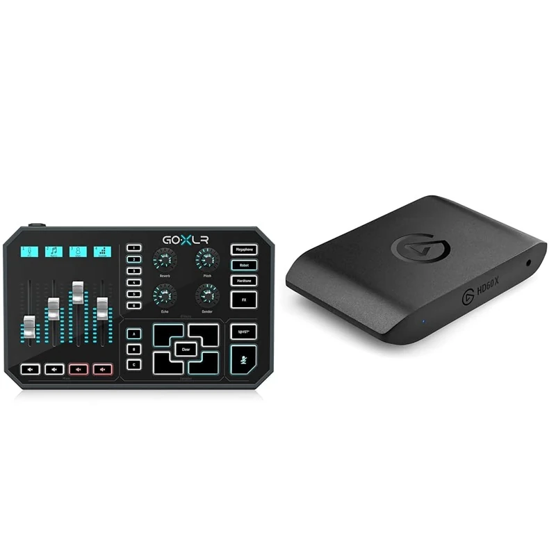 TC Helicon GoXLR Revolutionary Online Broadcaster Platform with 4-Channel Mixer, Motorized Faders & Elgato HD60 X - Stream and record in 1080p60 HDR10 or 4K30 with ultra-low latency on PS5, PS4/Pro