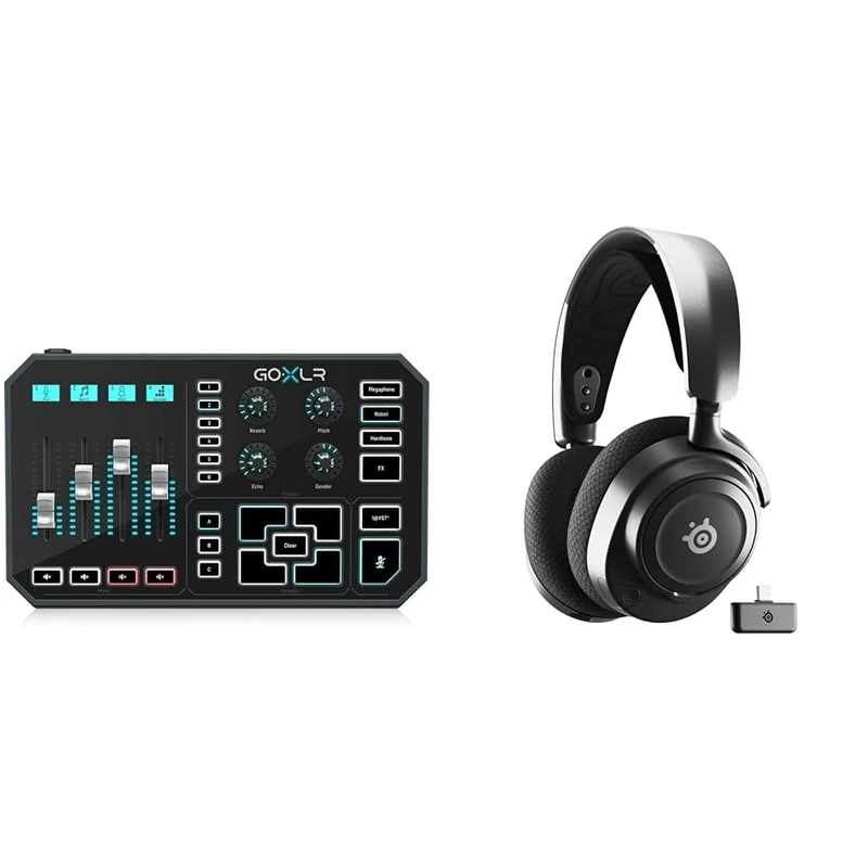 TC Helicon GoXLR Revolutionary Online Broadcaster Platform with 4-Channel Mixer, Motorized Faders & SteelSeries Arctis Nova 7 Wireless Multi-Platform Gaming Headset - Neodymium Magnetic Drivers