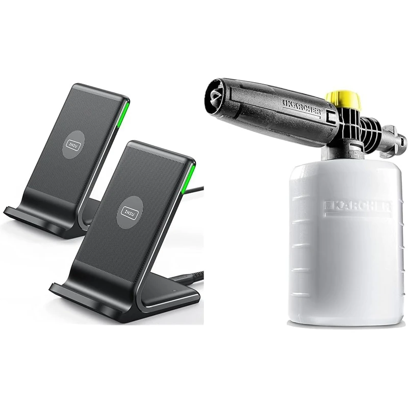 INIU Wireless Charger 2-Pack, 15W Qi Certified Fast Wireless Charger Stand & Kärcher FJ6 Foam Nozzle - Pressure Washer Accessory,Multi,0.6L