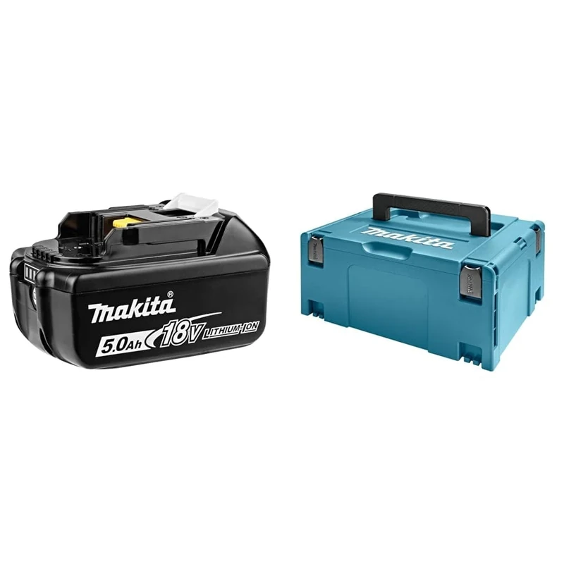 Makita Genuine 197280-8 BL1850B 18V 5.0 Ah Li-ion Battery & 821551-8 Makpac Connector Case Type 3