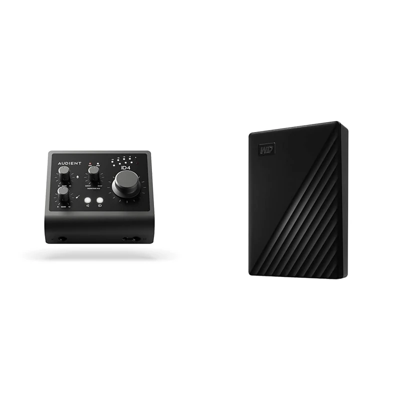 Audient Audio Interface iD4 MKII, Class A Console Microphone Preamp & WD 5TB My Passport Portable HDD USB 3.0 with software for device management
