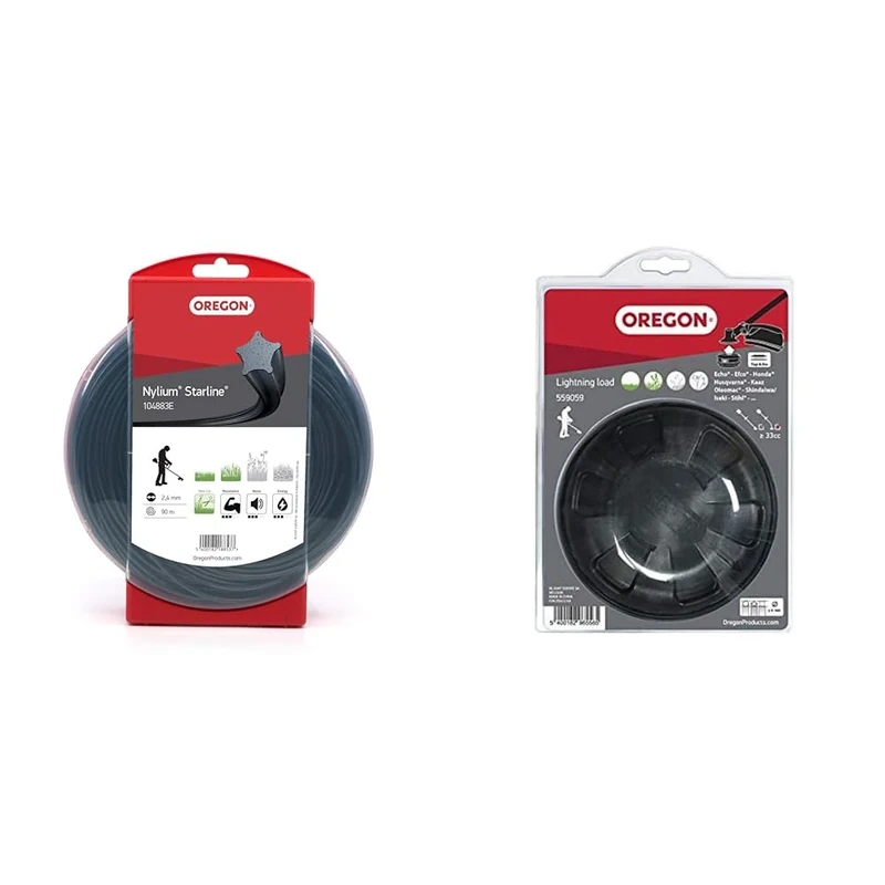 Oregon Nylium Star Shaped Strimmer Line Wire for Grass Trimmers and Brushcutters & 559059 Lightning Load Pro Tap and Go Bump Fit Universal Trimmer Head