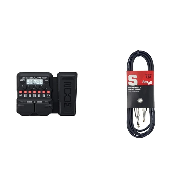 G1X FOUR (EU/UK) & Stagg SAC3PS DL 3m/10 ft Deluxe Jack to Jack Instrument Cable