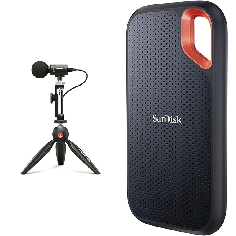 Shure MV88+ Video Kit - Digital Stereo Condenser Microphone for Apple and Android & SanDisk 1TB Extreme portable external SSD, up to 1050 MB/s, read, 1,000MB/s write, USB-C