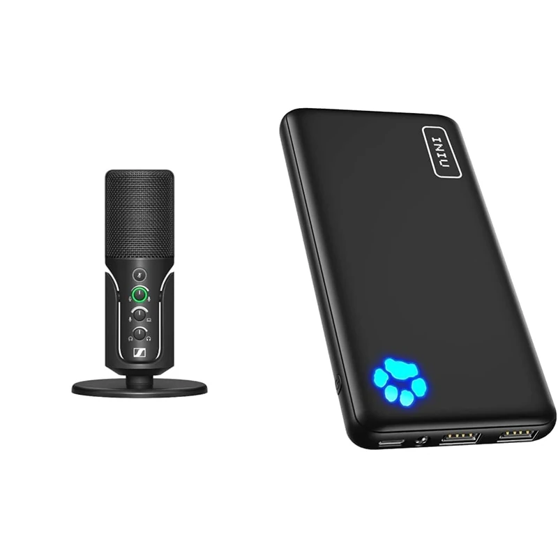 Sennheiser Profile USB Microphone with Table Stand | Plug & Play Design & INIU Power Bank, Portable Charger 10000mAh Slimmest & Lightest High-Speed USB C Input & Output