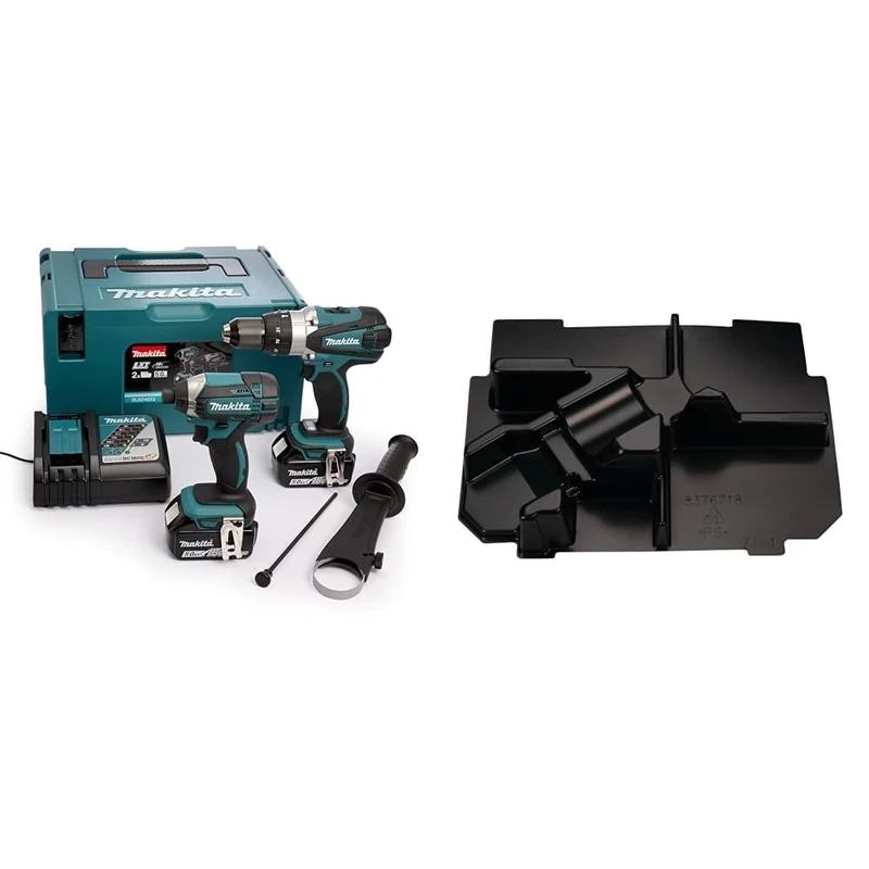 Makita DLX2145TJ 18V Li-ion LXT 2 Piece Combo Kit comprising DHP458Z and DTD152Z Complete with 2 x 5.0 Ah Li-ion Batteries and Charger Supplied in a Makpac Case & 837671-8 Makpac Inner Tray DTM40