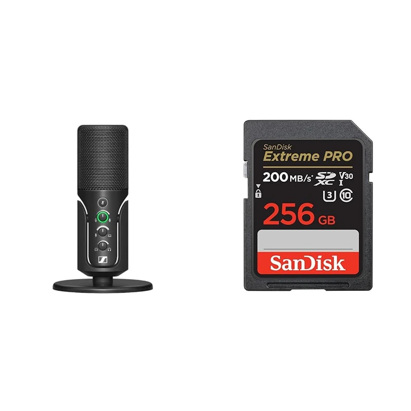 Sennheiser Profile USB Microphone with Table Stand | Plug & Play Design & SanDisk 256GB Extreme PRO SDXC card + RescuePRO Deluxe, up to 200MB/s, UHS-I, Class 10, U3, V30