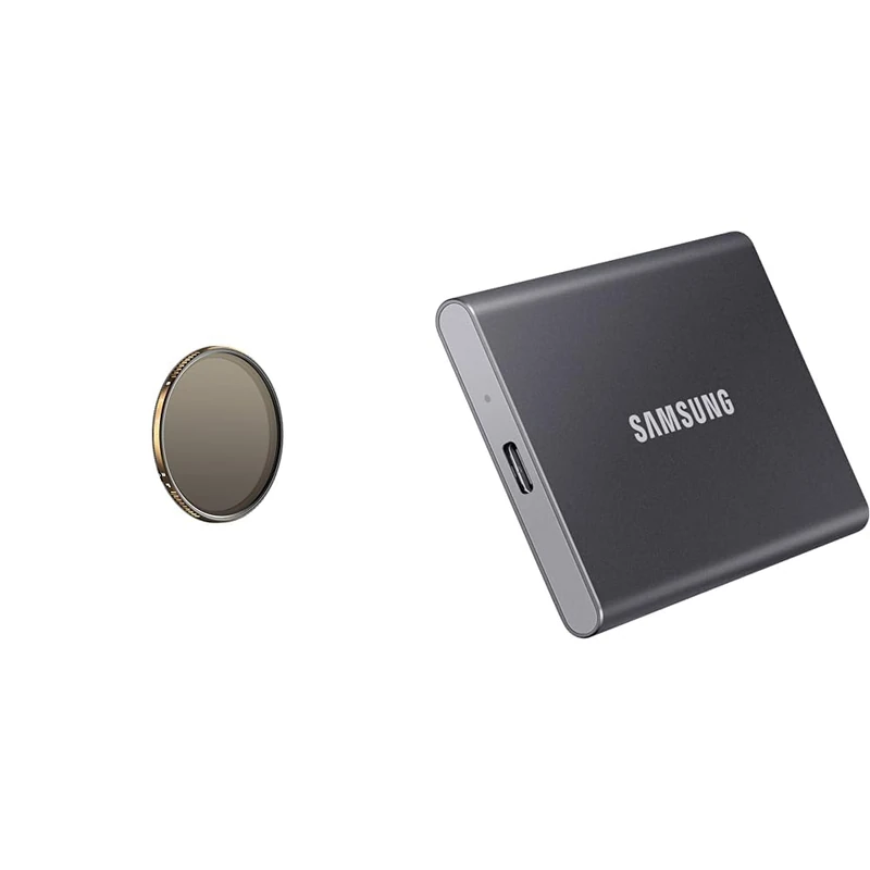 PolarPro - Vario VND - 82 mm - 2/5 stops - Edition II - Peter McKinnon - Zero vignetting & Samsung T7 Portable SSD - 1 TB - USB 3.2 Gen.2 External SSD Titanium Grey (MU-PC1T0T/WW)