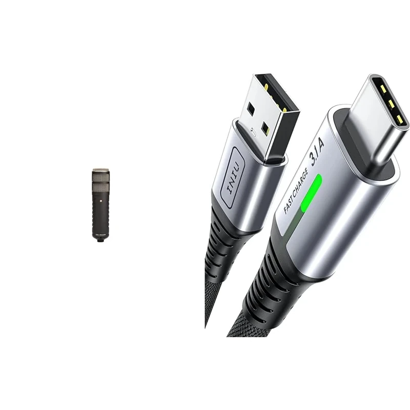 RØDE Procaster Professional Broadcast-quality Dynamic Microphone for Podcasting, Streaming, Gaming & INIU USB C Charger Cable 2m 3.1A Type C Cable Fast Charging, Braided USB A to USB-C Phone Charger