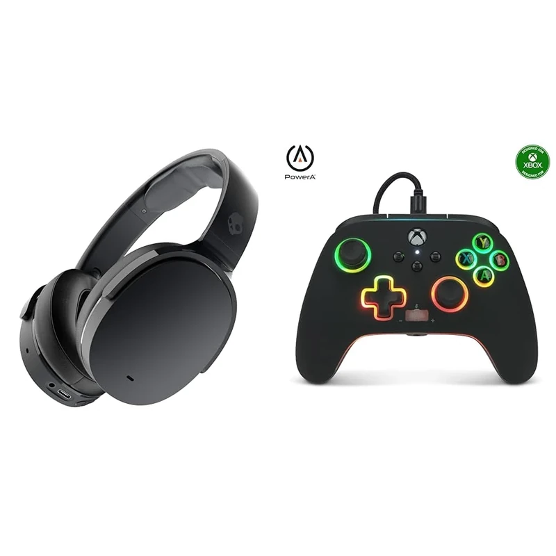 Skullcandy Hesh ANC Over-Ear Noise cancelling Wireless Headphones, 22 Hr Battery, Microphone & PowerA Spectra Infinity Enhanced Wired Controller for Xbox Series X|S, Wired Video Game Controller
