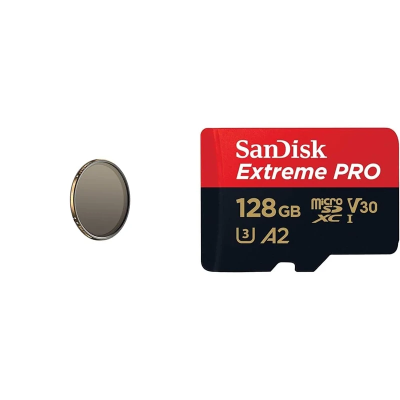 PolarPro - Vario VND - 82 mm - 2/5 stops - Edition II - Peter McKinnon - Zero vignetting & SanDisk 128GB Extreme PRO microSDXC card + SD adapter + RescuePro Deluxe, up to 200 MB/s