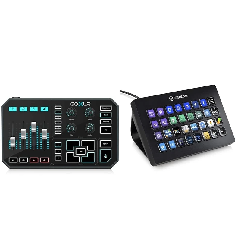 TC Helicon GoXLR Revolutionary Online Broadcaster Platform with 4-Channel Mixer, Motorized Faders & Elgato Stream Deck XL - Advanced Studio Controller, 32 Macro Keys