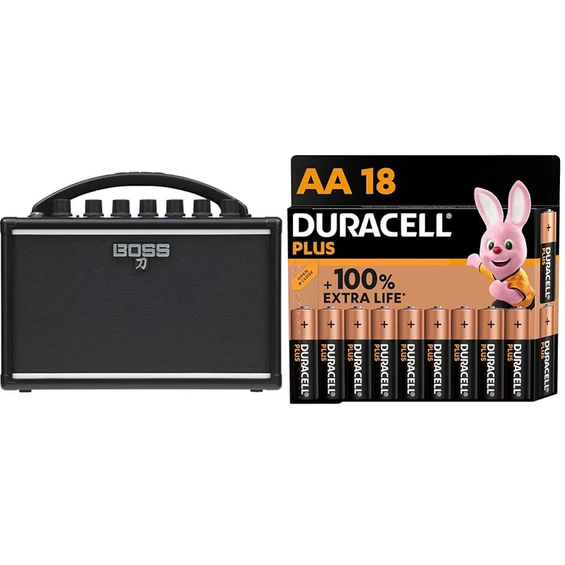 BOSS Ktn-Mini Katana Portable Guitar Amplifier, A Compact, Go-Anywhere Amp That Runs On Batteries & Duracell Plus AA Batteries (18 Pack) - Alkaline 1.5V - Up To 100% Extra Life