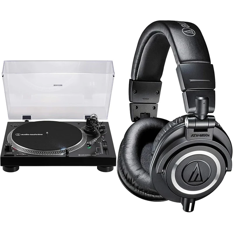 Audio-Technica LP120xBTUSB Direct-Drive Turntable (Bluetooth & USB) Black & M50x Professional Monitor Headphones Black