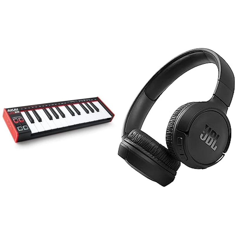 AKAI Professional LPK25 - USB MIDI Keyboard Controller with 25 Responsive Synth Keys for Mac and PC & JBL Tune510BT - Wireless on-ear headphones featuring Bluetooth 5.0, up to 40 hours battery life