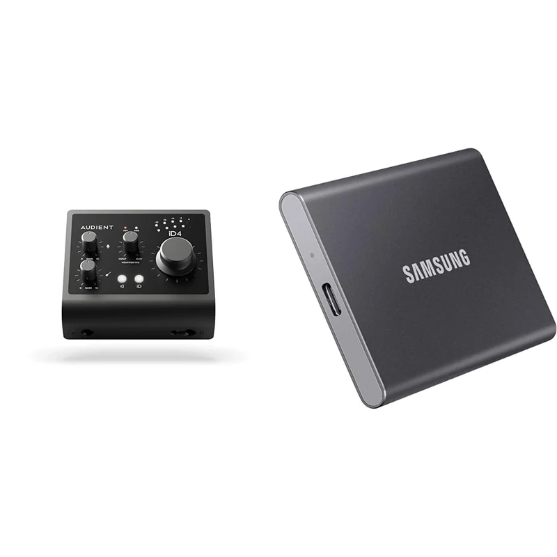 Audient Audio Interface iD4 MKII, Class A Console Microphone Preamp & Samsung T7 Portable SSD - 1 TB - USB 3.2 Gen.2 External SSD Titanium Grey (MU-PC1T0T/WW)