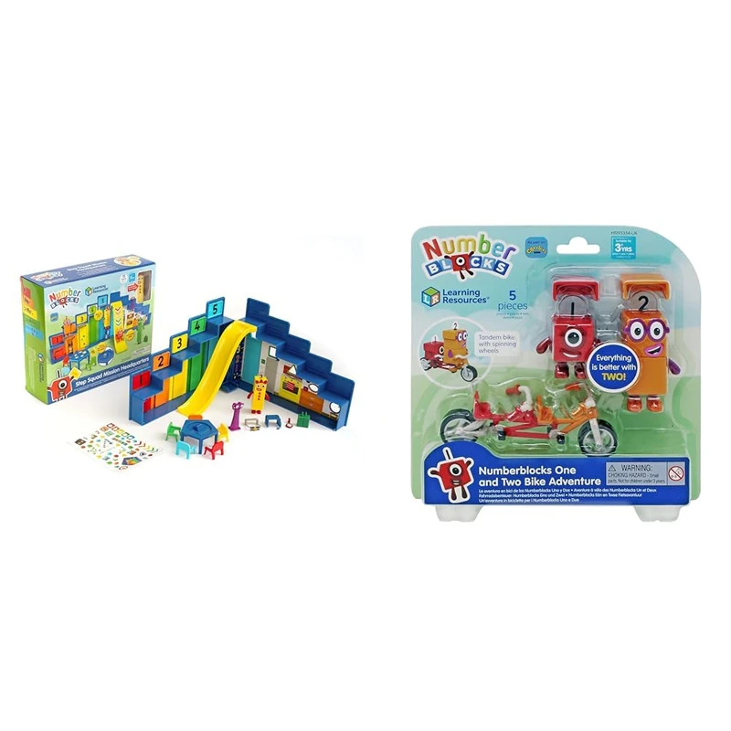 Learning Resources Numberblocks Step Squad Mission Headquarters Deluxe Playset for Ages 3+ & Numberblocks One and Two Bike Adventure Official Collectible Toys